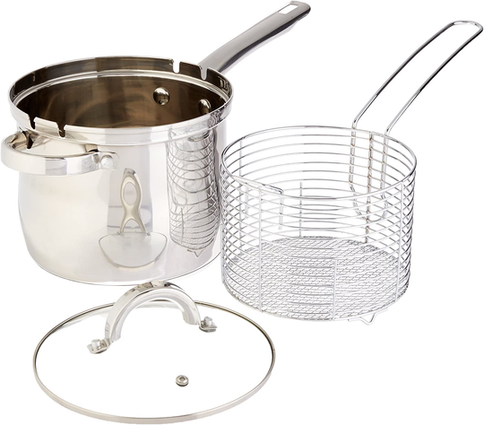 Oster 91537.03 Sangerfield 3.65 Quart 3 Piece Stainless Steel Deep Fryer Set Cookware, w/Basket