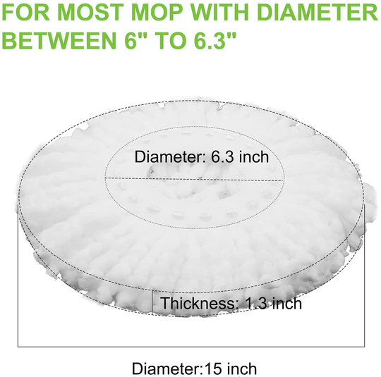 GIBTOOL 4 Pack Mop Head Replacement for Hurricane Spin Mop Replacement Head Microfiber Spin Mop Refills Easy Cleaning Round Shape Standard Size