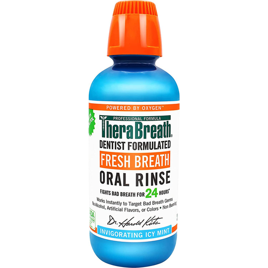 TheraBreath Fresh Breath Dentist Formulated 24-Hour Oral Rinse, Icy Mint, 16 Ounce (Pack of 2)