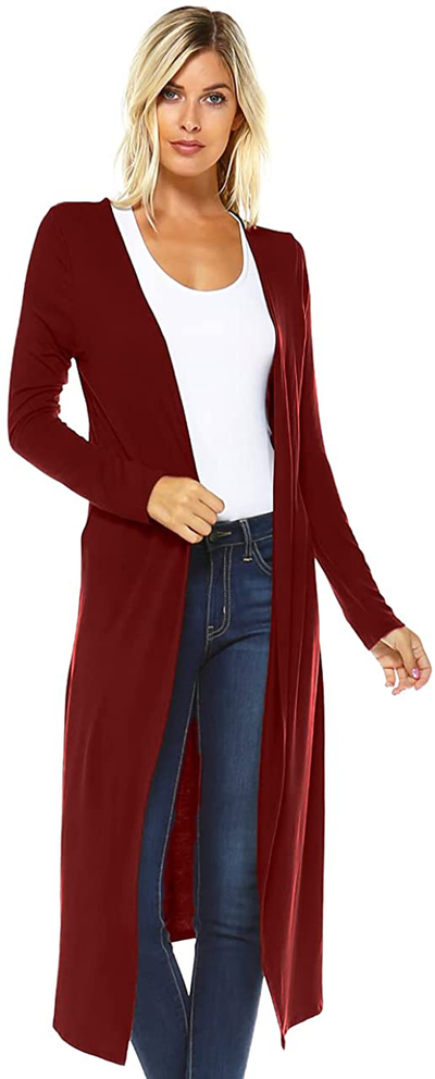 Issac Liev Isaac Liev Trendy Extra Long Duster Soft Lightweight Cardigan - Made in The USA