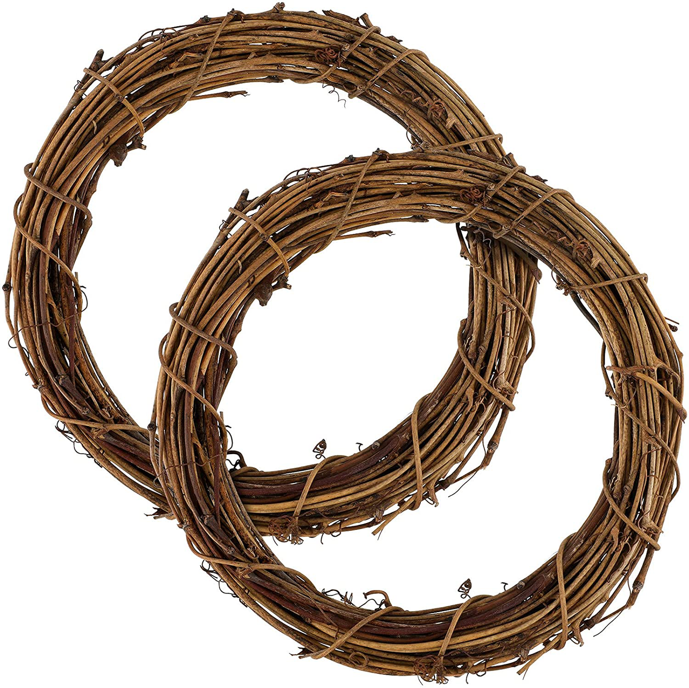 2 Pieces Christmas Grapevine Wreath Natural Grapevine Wreaths Ring Vine Branch Wreath Christmas Roll Rattan Wreath Garland for DIY Christmas Craft or Wedding Decors (3.9 Inches)