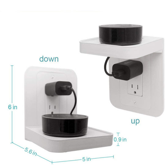 Outlet Shelf Power Perch With Built-In Cable Management For Google Home, Homepod Mini, Smart Speakers, Cellphones