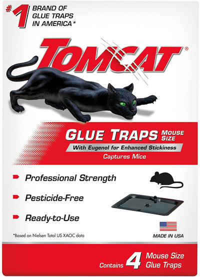 Tomcat Glue Traps Mouse Size with Eugenol for Enhanced Stickiness, Contains 6 Mouse Size Glue Traps - Captures Mice and Other Household Pests - Professional Strength, Pesticide-Free and Ready-to-Use