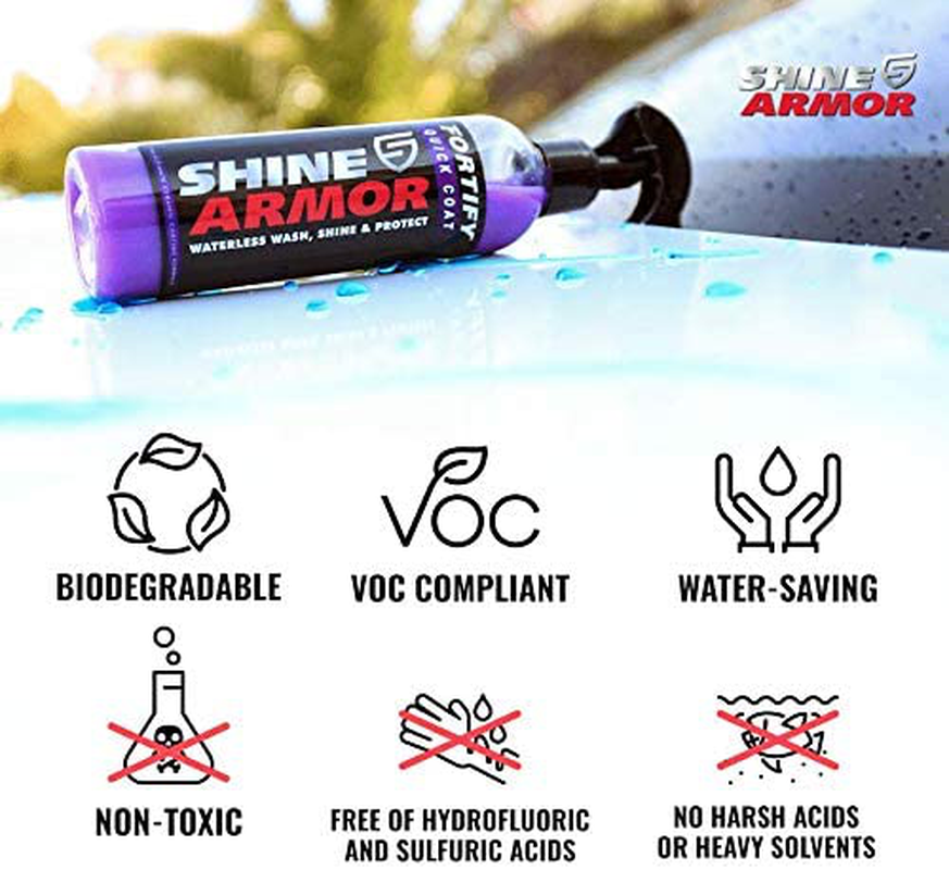 SHINE ARMOR Fortify Quick Coat - Ceramic Coating - Car Wax Polish Spray - Waterless Car Wash & Wax - Hydrophobic Top Coat Polish & Polymer Paint Sealant Detail Protection