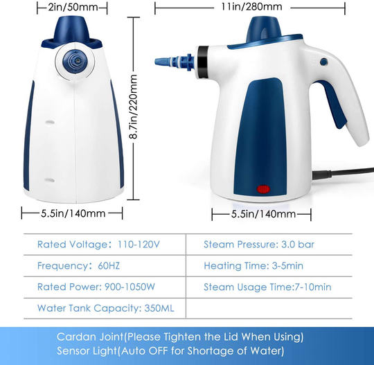 Handheld Pressurized Steam Cleaner, All Natural Household Steam Cleaning with 9-Piece Accessory Set, Multi-Purpose and Multi-Surface Steam Cleaner for Kitchen, Bathroom, Windows, Car Seat, Floor More