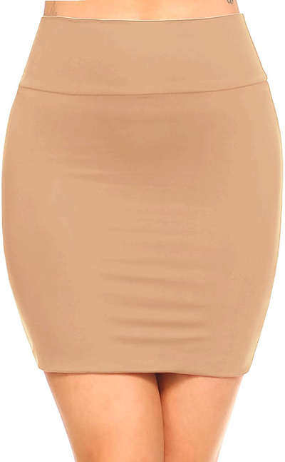 Fashionazzle Women's Casual Rayon Stretchy Bodycon Pencil Mini Skirt