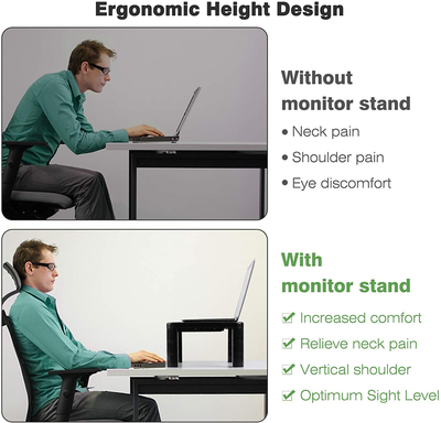 LORYERGO Monitor Stand, Laptop Stand for Desk, Height Adjustable w/Drawer, Computer Stand w/Cellphone Holder, Monitor Riser, Small Printer Stand, Monitor Stand Riser for Home & Office