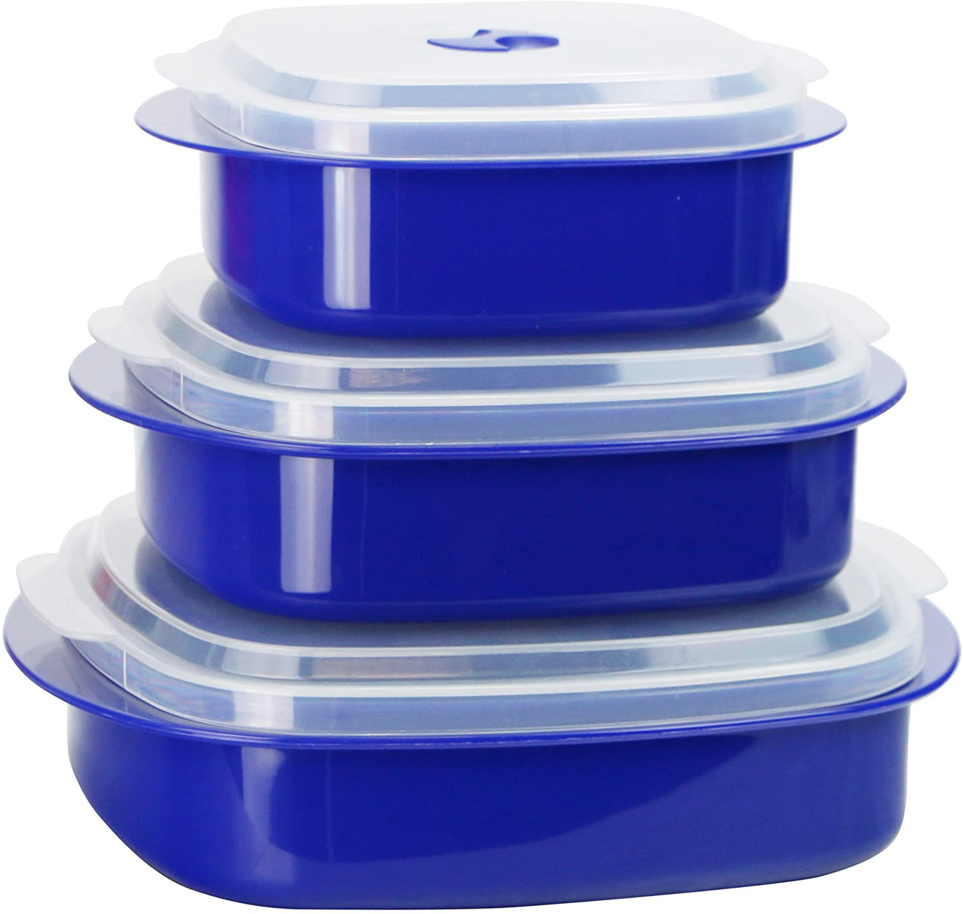 Calypso Basics by Reston Lloyd 6-Piece Microwave Cookware, Steamer and Storage Set, Indigo Blue