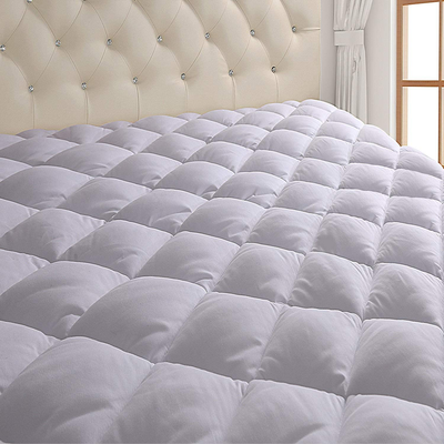 EcoMozz King Mattress Pad Stretches up to 8-21Inch Smooth Elastic Pocket(Without Noise) Premium Snow Alternative Fiber Fill Protection Pad