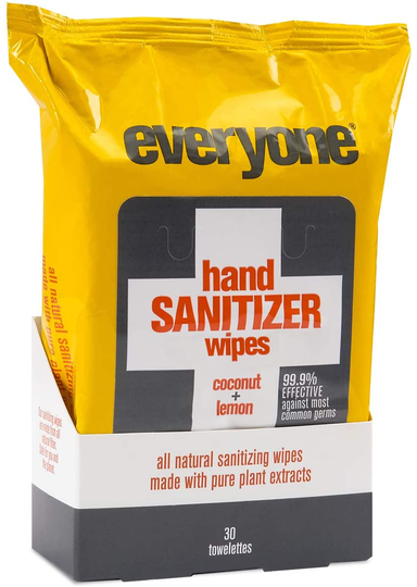 Everyone Hand Sanitizing Wipes: Coconut and Lemon, 30 Count- Packaging May Vary