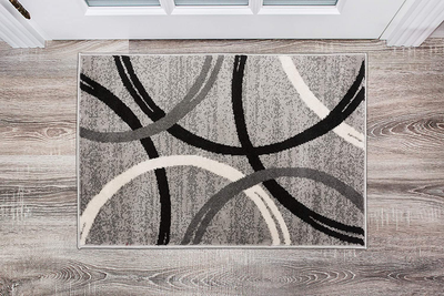 Rugshop Modern Wavy Circles Desing Area Rug 2' x 3' Gray