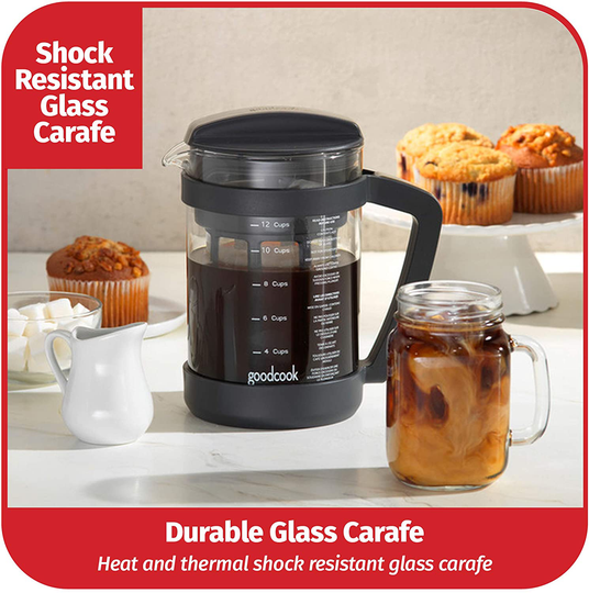 Goodcook Koffe 1.5L Glass Cold Brew Coffee Maker with BPA-Free Plastic Frame