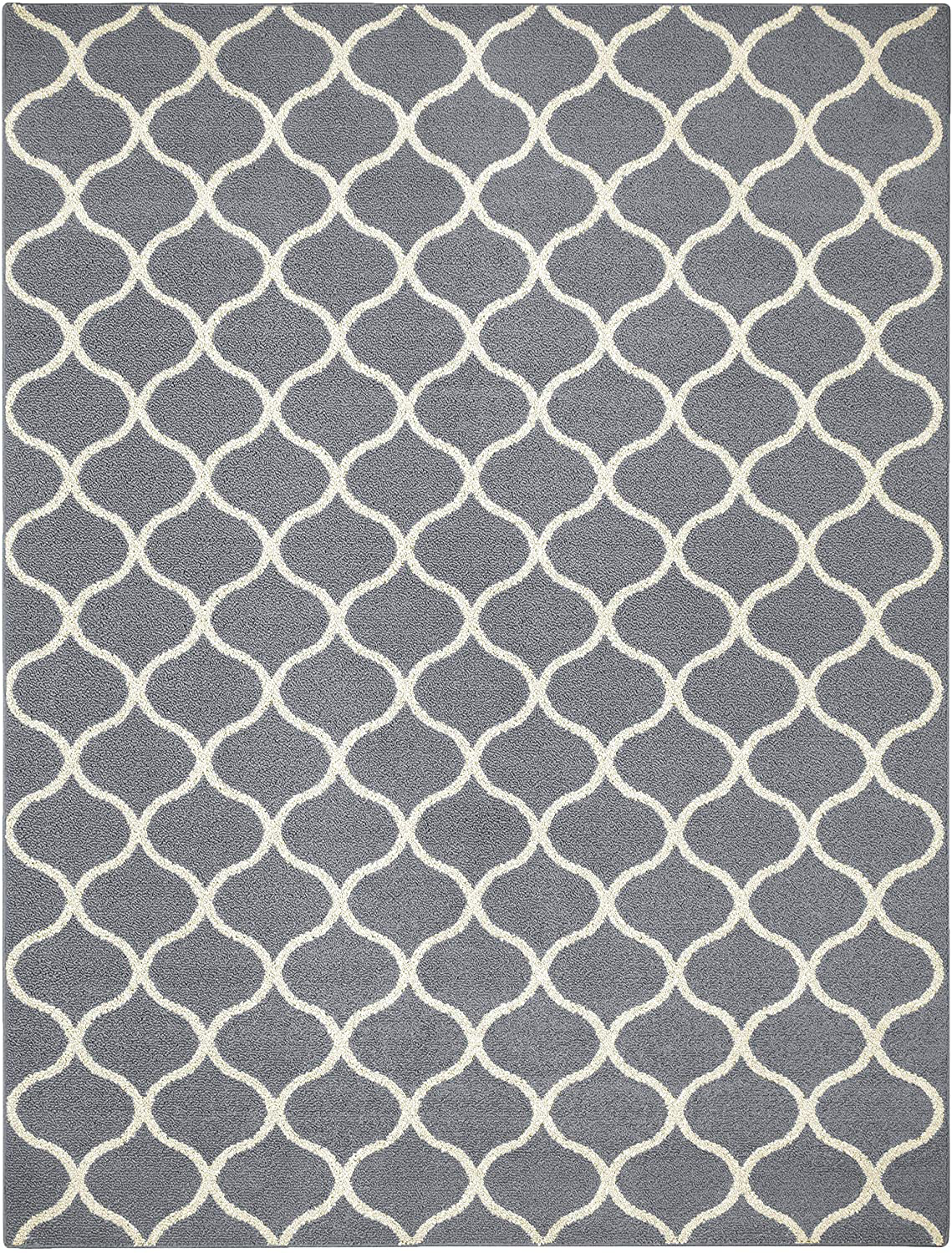 Maples Rugs Rebecca Contemporary Area Rugs for Living Room & Bedroom [Made in USA], 7 x 10, Grey/White