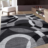 Contemporary Modern Circles Gray Area Rug Abstract 3'3" x 5'3"