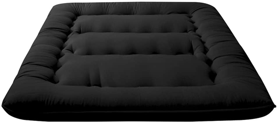 Japanese Floor Mattress Futon Mattress, Thicken Tatami Mat Sleeping Pad Foldable Roll Up Mattress Boys Girls Dormitory Mattress Pad Kids Floor Lounger Pillow Bed, Black, Queen Size