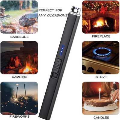 2 Pack Electric USB Rechargeable Lighters Windproof Flameless Arc Long Lighter