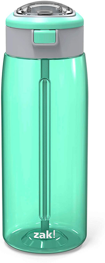 Zak Designs Genesis Durable Plastic Water Bottle with Interchangeable Lid and Built-In Carry Handle, Leak-Proof Design is Perfect for Outdoor Sports (32oz, Indigo)