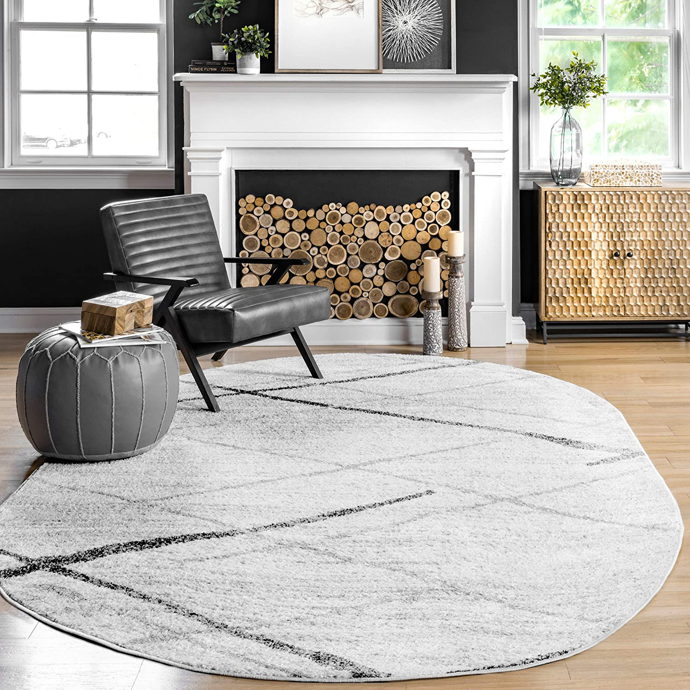 nuLOOM Thigpen Contemporary Area Rug, 4' x 6' Oval, Grey