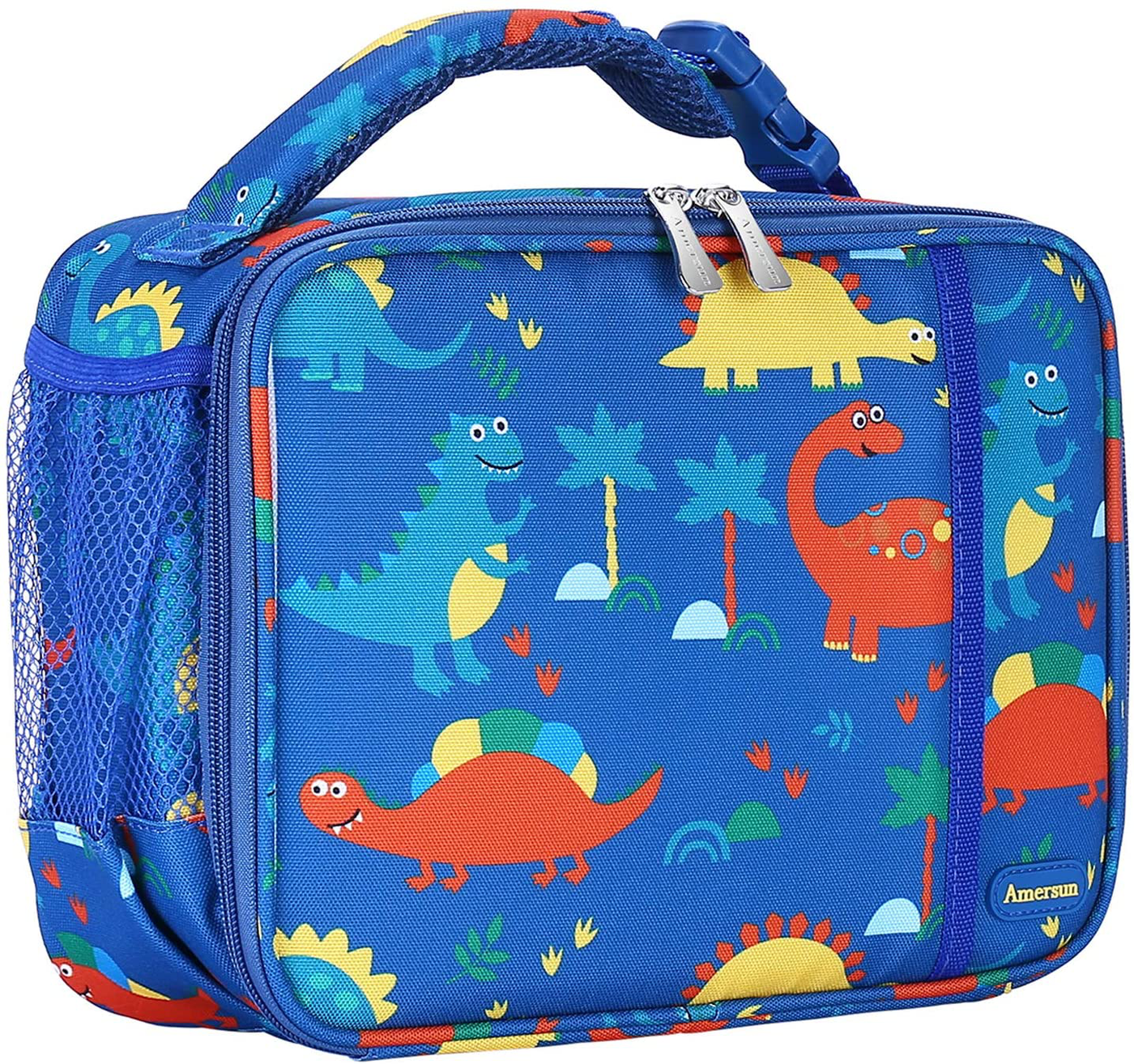 Kids Lunch Box with Supper Padded Inner Keep Food Cold Warm for Longer Time,Amersun Leak-proof Solid Insulated School Lunch Bag with Multi-Pocket for Teen Boys Girls,CPC Certified,Dinosaur