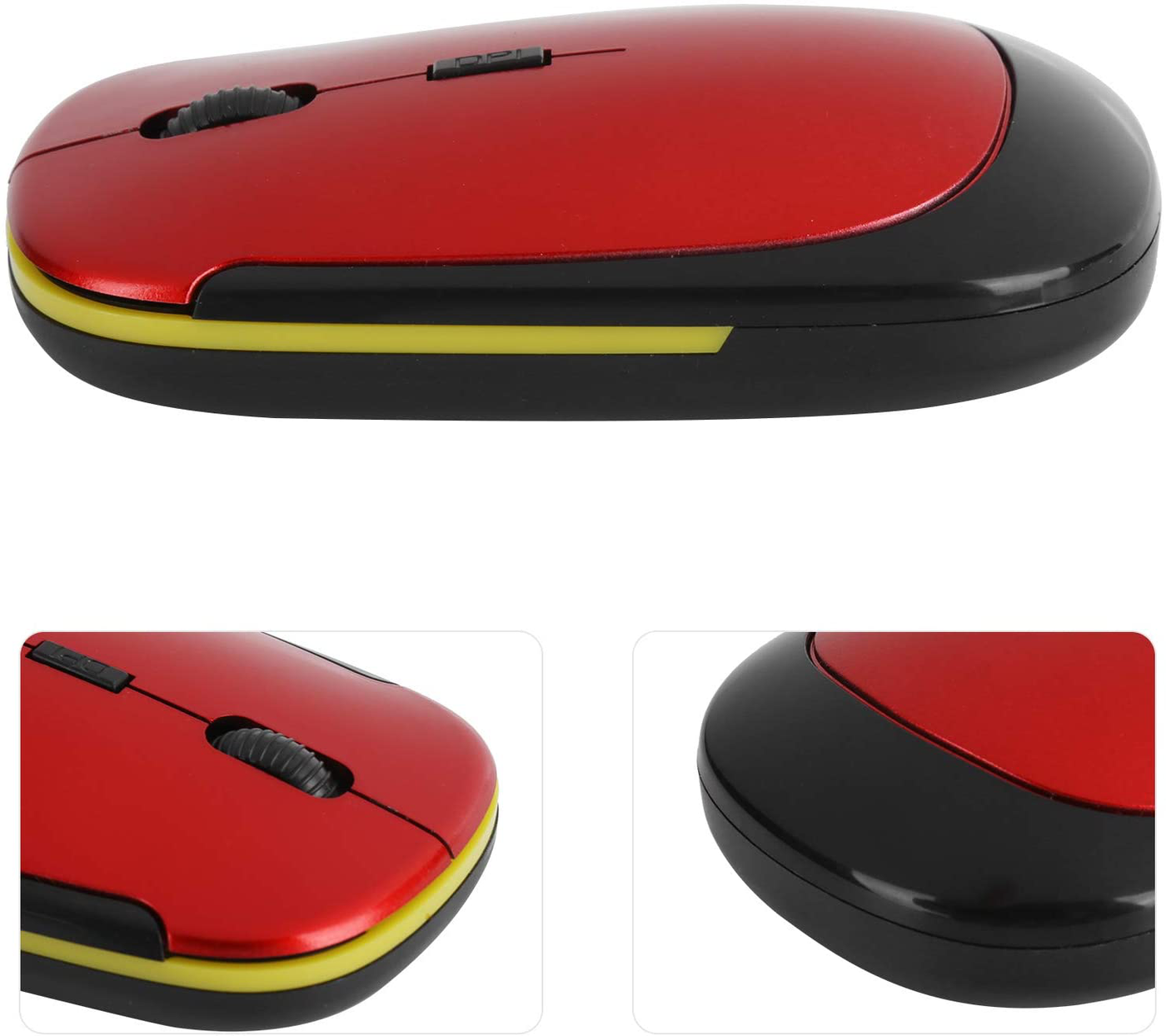 Wireless Mouse 2.4G Wreless Frequency Hopping Adjustable Optical USB Receiver Notebook Computer Accessories 1600dpi Silent Micro Motion Design Lightweight and Portable(Red)