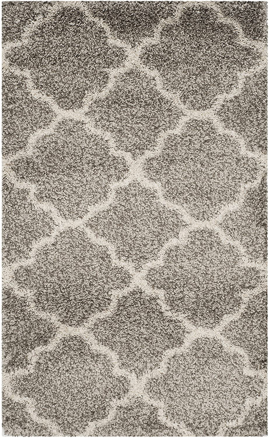 SAFAVIEH Hudson Shag Collection SGH282B Moroccan Trellis Non-Shedding Living Room Bedroom Dining Room Entryway Plush 2-inch Thick Accent Rug, 2'3" x 3'9", Grey / Ivory