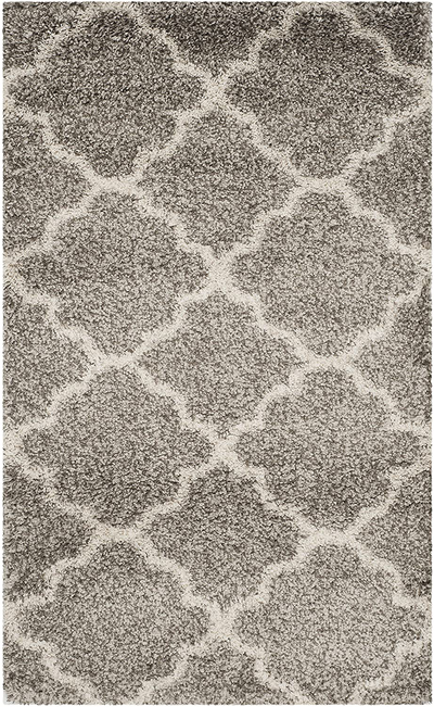 SAFAVIEH Hudson Shag Collection SGH282B Moroccan Trellis Non-Shedding Living Room Bedroom Dining Room Entryway Plush 2-inch Thick Accent Rug, 2'3" x 3'9", Grey / Ivory