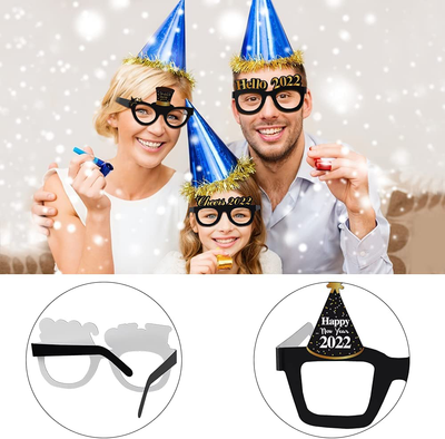 12Pcs Happy New Year Eyeglasses 2022 New Year Glasses Fancy Decorative Glasses New Year Party Favors for 2022 New Year's Eve Party Supplies