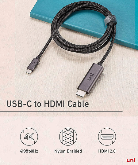 USB C to HDMI Cable for Home Office Compatible with MacBook Pro 2020/2019, MacBook Air/iPad Pro 2020, Surface Book 2, Galaxy S20 and More