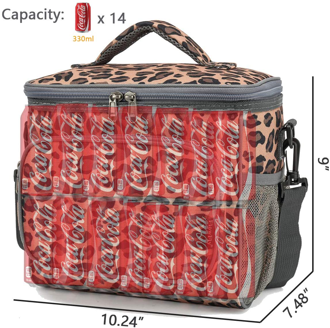 FlowFly Insulated Reusable Lunch Bag Adult Large Lunch Box for Women and Men with Adjustable Shoulder Strap Front Zipper Pocket and Dual Large Mesh Side Pockets, Digital Camo