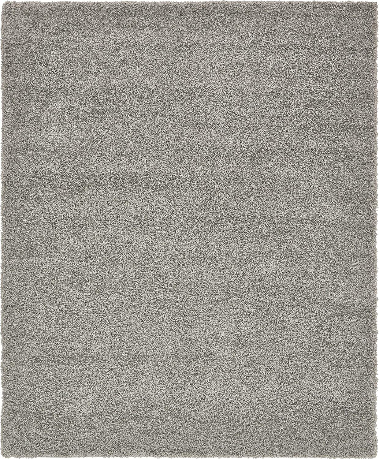 Unique Loom Solo Solid Shag Collection Area Modern Plush Rug Lush & Soft, 2' 6 x 10' 0, Cloud Gray