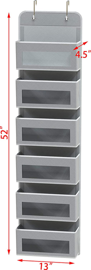 Simple Houseware Over Door/Wall Mount 6 Clear Window Pocket Organizer, Dark Gray