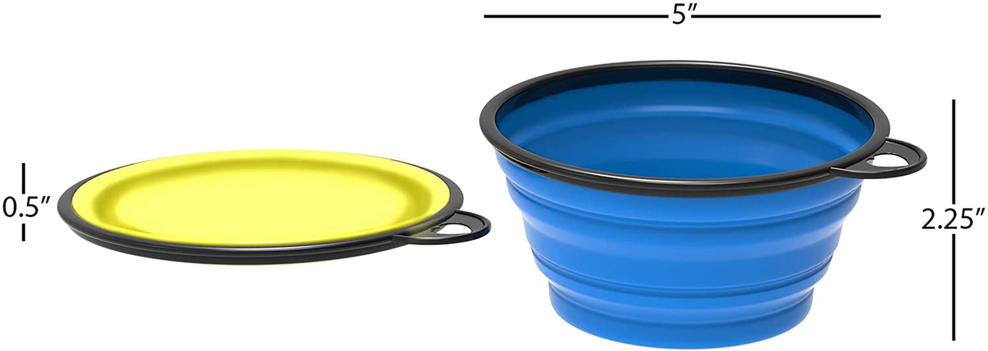 PETMAKER Collapsible Pet Bowls - Portable Silicone Food and Water Dog Bowl Set for Travel - 2 Pack