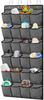 Over the Door Shoe Organizer,Hanging Shoe Rack Holder with 24 Extra Large Fabric Pockets for Storage Men Sneakers,Women High Heeled Shoes,Slippers Linen-like with Black Printing 61.4''x22''