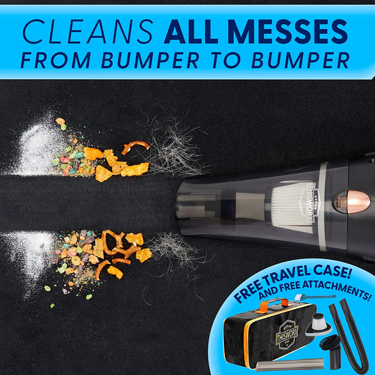 THISWORX Car Vacuum Cleaner - Portable, High Power, Handheld Vacuums w/ 3 Attachments, 16 Ft Cord & Bag - 12v, Auto Accessories Kit for Interior Detailing - Black