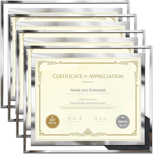 8.5 x 11 Certificate Document Frame Packs4 Diploma Glass Picture Frames for Tabletop