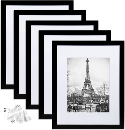 upsimples 12x16 Picture Frame Set of 5,Display Pictures 8.5x11 with Mat or 12x16 Without Mat,Wall Gallery Photo Frames,Pinkish Marble