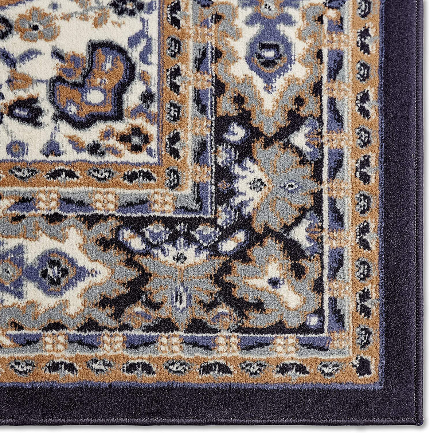 Home Dynamix Premium Sakarya Traditional Medallion Border Area Rug, Navy Blue, 1'9"x7'2" Runner