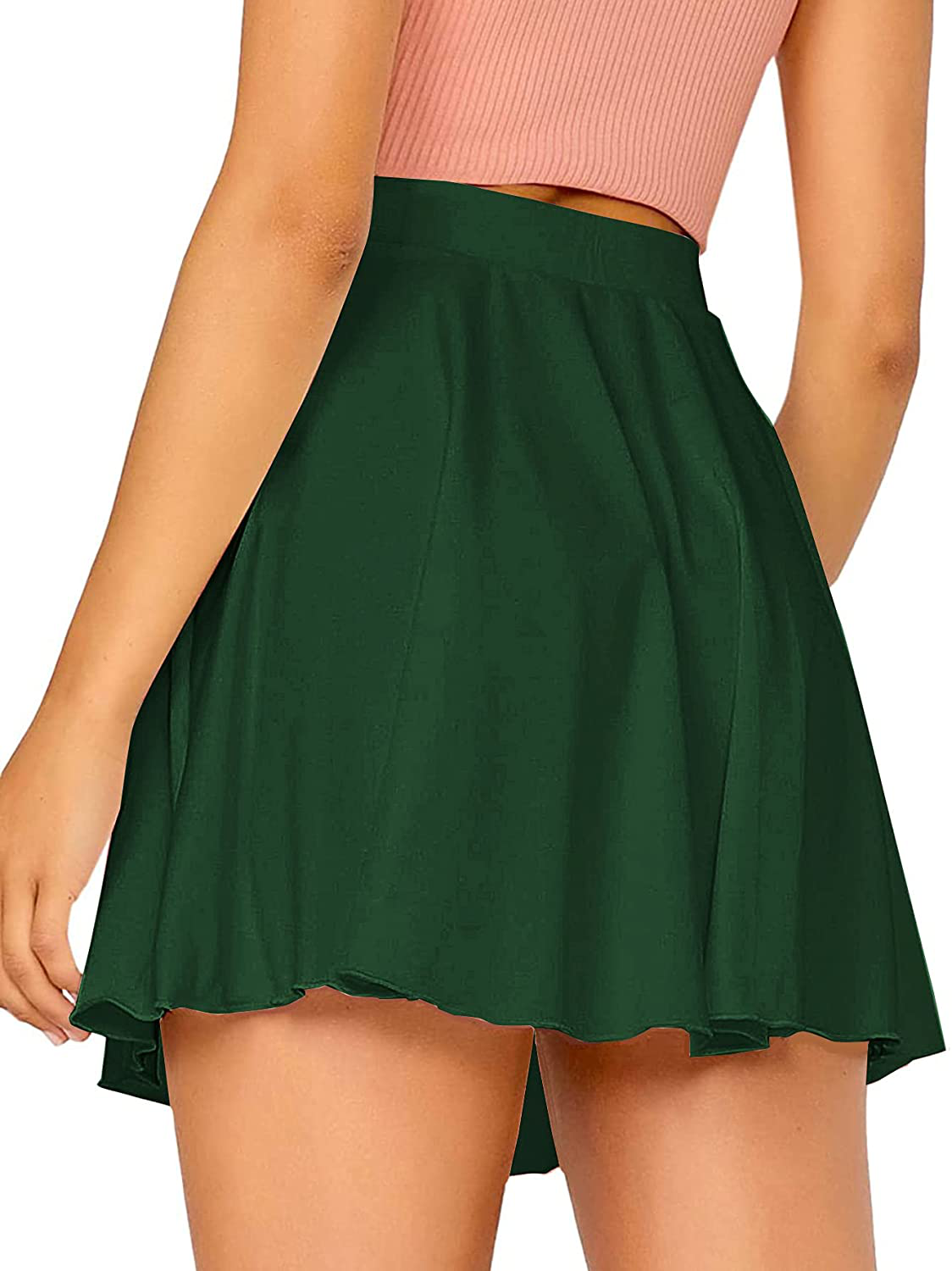 SheIn Women's Casual Elastic Waist Self Belted Overlap Skater Flared Wrap Short Skirt