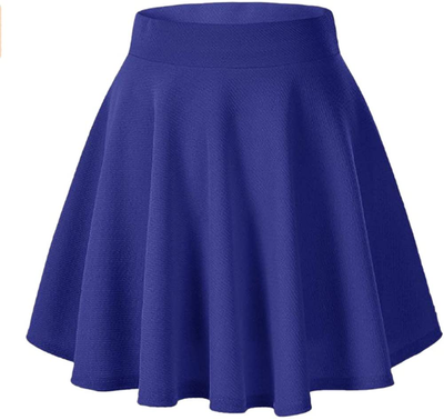 Afibi Casual Mini Stretch Waist Flared Plain Pleated Skater Skirt