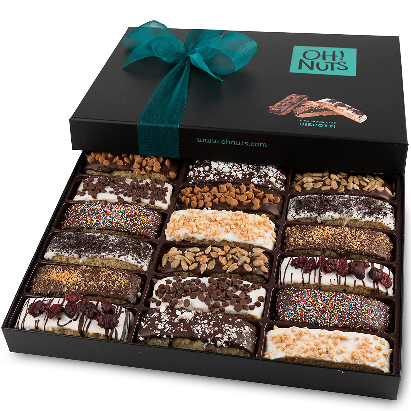 Biscotti Cookies Gift Basket | Christmas Gourmet Holiday Chocolate Food | Unique Idea For Him or Her Corporate Gifts, Men Women Families, Hanukkah, Thanksgiving, Christmas, Valentines - Oh! Nuts