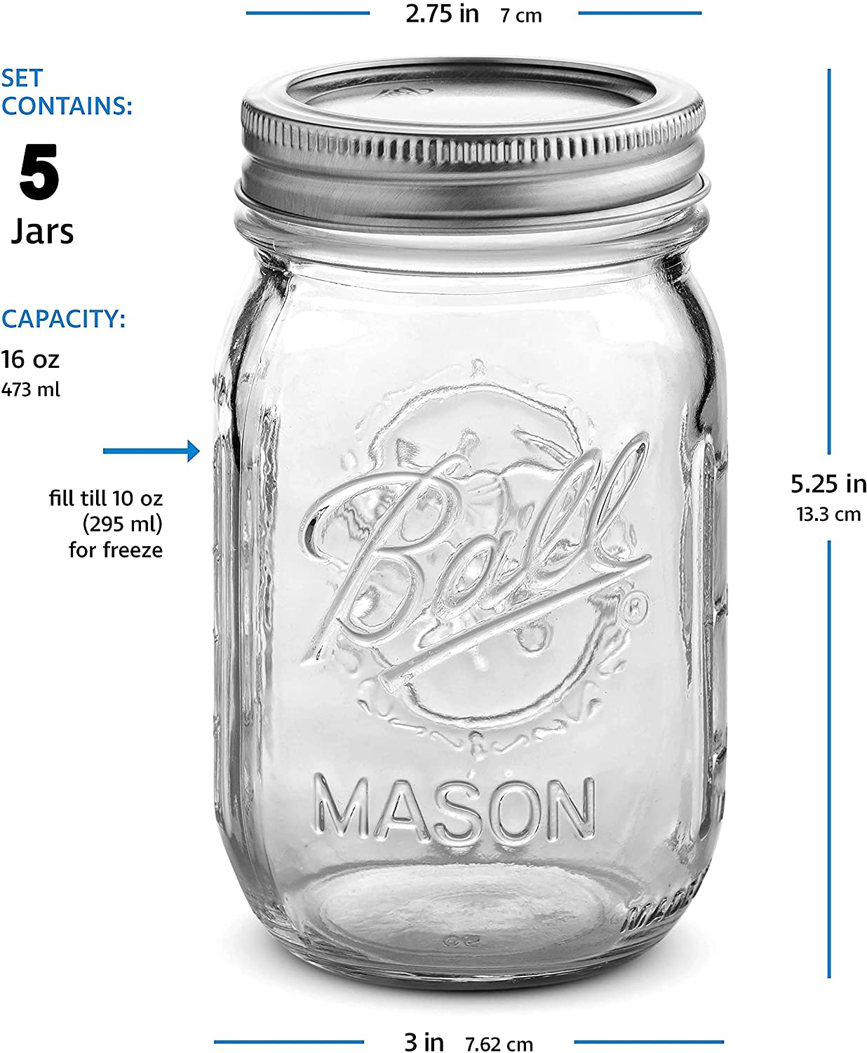 Ball Regular Mouth Mason Jars 16 oz [10 Pack] With mason jar lids and Bands, Ball mason jars 16 oz - For Canning, Fermenting, Pickling, Jar Decor. Microwave/Freeze/Dishwasher Safe + SEWANTA Jar Opener