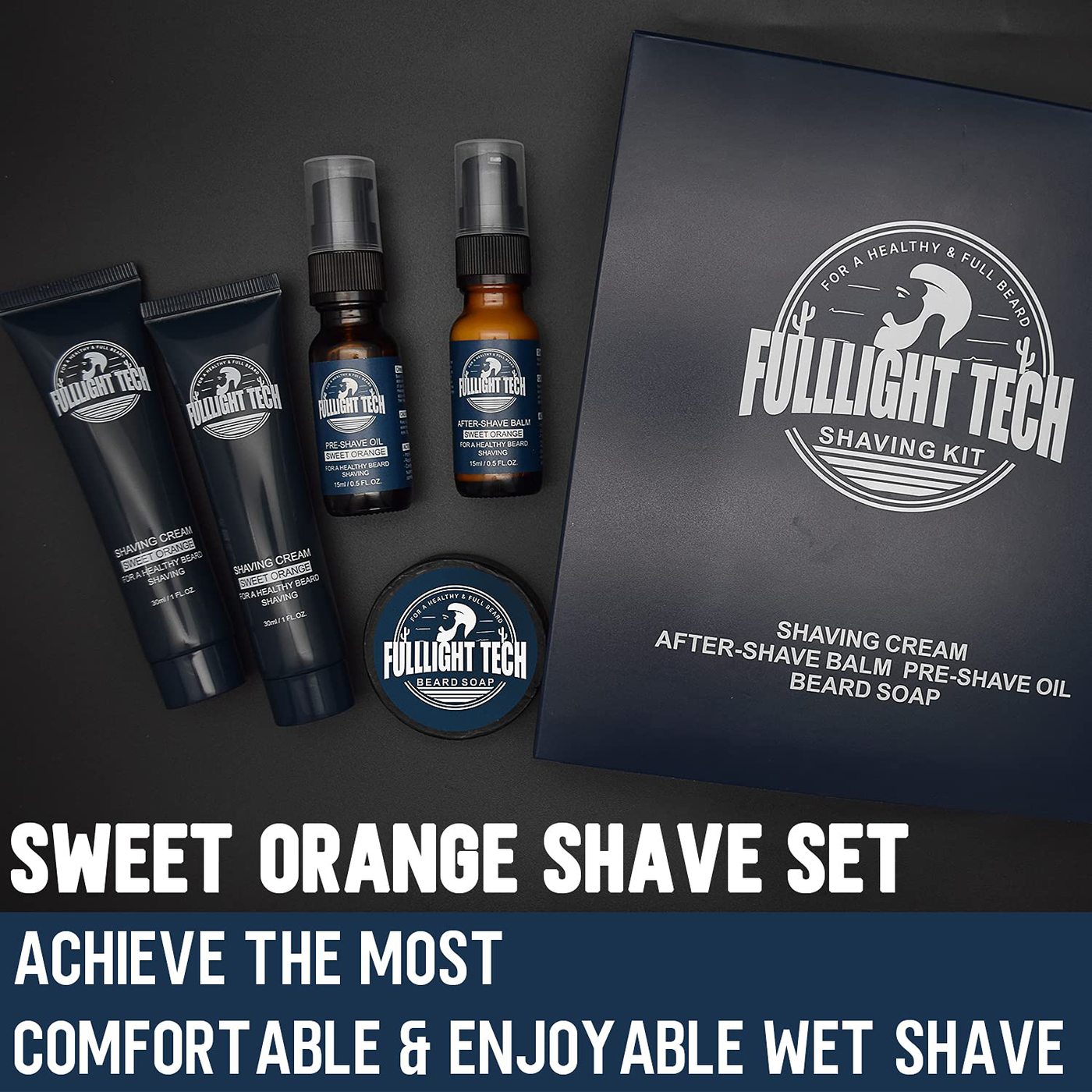 Men's 5 Piece Shaving Kit w/Shaving Soap, 2 Pack Shaving Cream, Pre-Shave Oil, and After Shave Balm