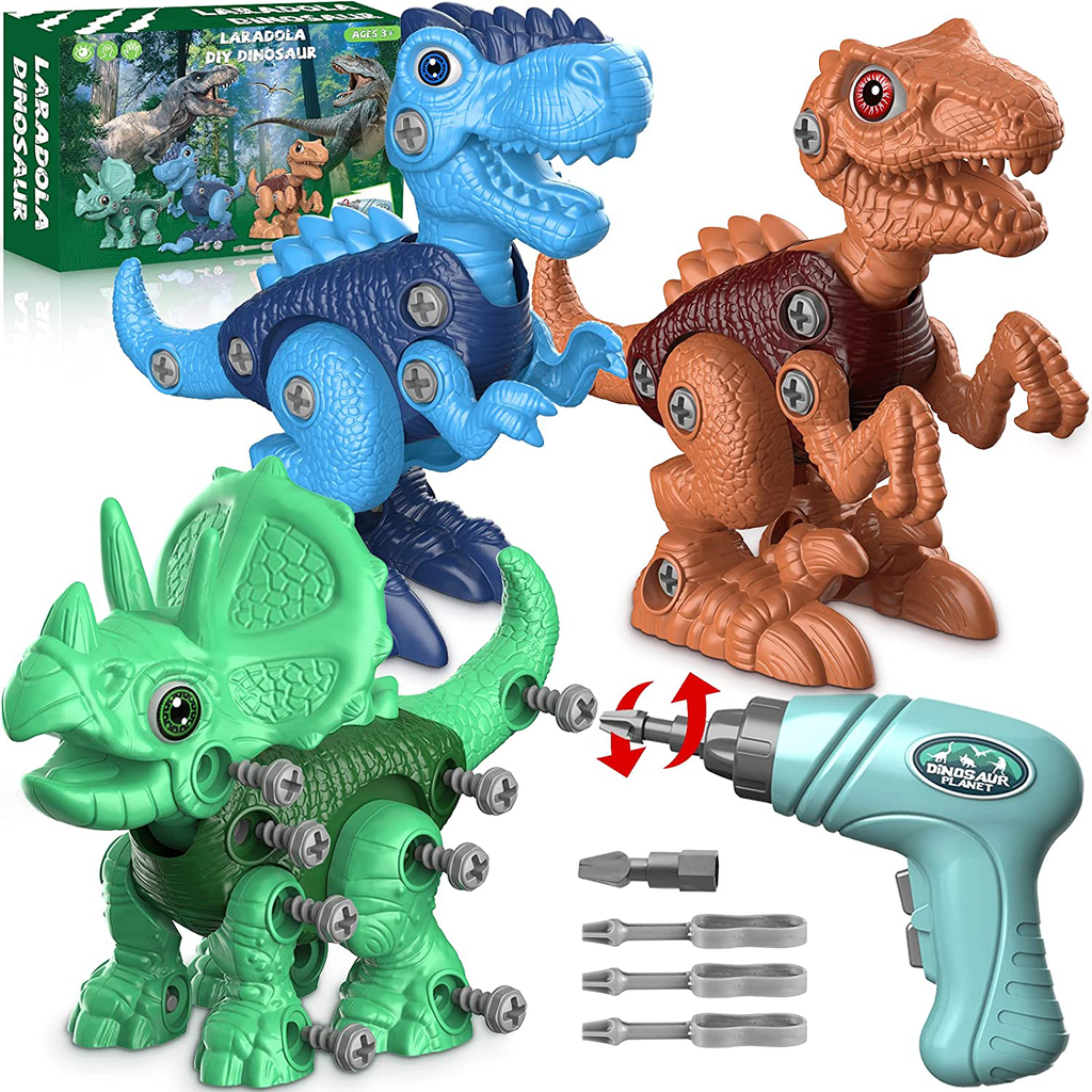 Dinosaur Toys for 3 4 5 6 7 Year Old Boys, Take Apart Dinosaur Toys for Kids 3-5 5-7 STEM Construction Building Kids Toys with Electric Drill, Dinosaur Toys Christmas Birthday Gifts Boys Girls