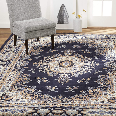 Home Dynamix Premium Sakarya Traditional Medallion Border Area Rug, Blue, 5'2"x7'4" Rectangle