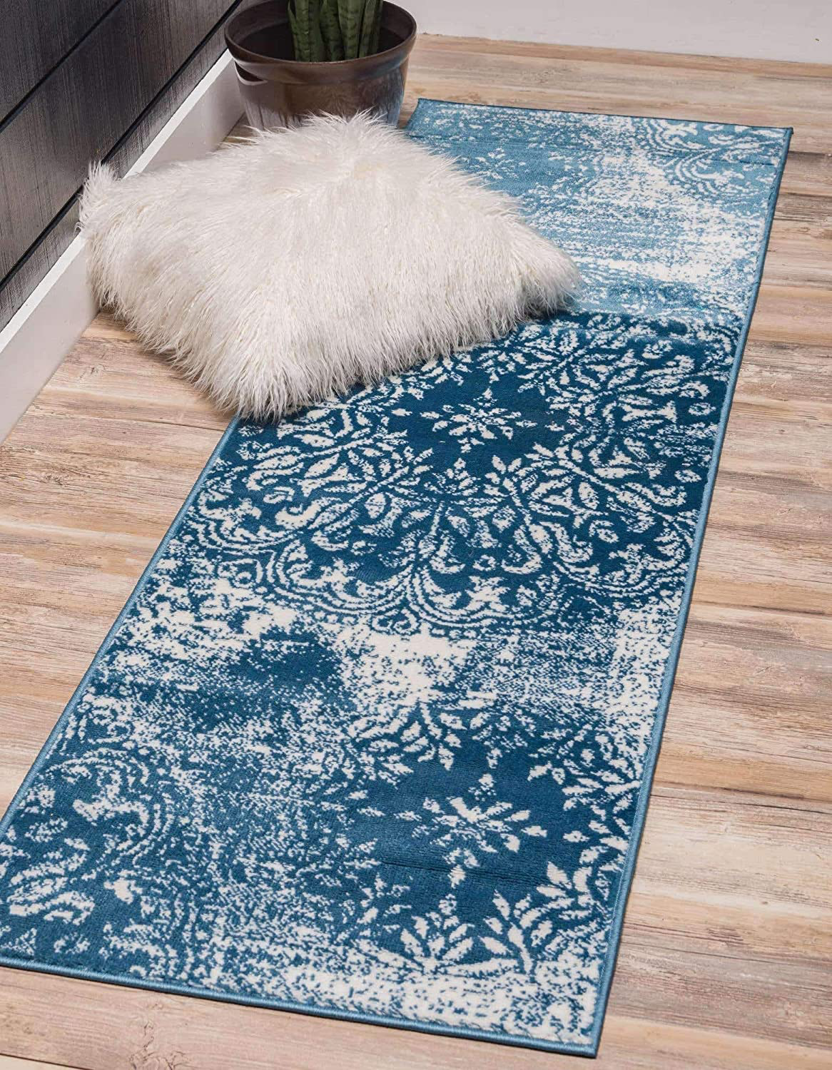 Unique Loom Sofia Collection Area Traditional Vintage Rug, French Inspired Perfect for All Home Décor, 2' 0 x 13' 0 Runner, Blue/Ivory