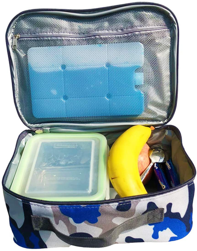 FlowFly Kids Lunch box Insulated Soft Bag Mini Cooler Back to School Thermal Meal Tote Kit for Girls, Boys,Women,Men, Outer Space Rocket Ships in Dark Navy Blue