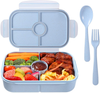 Bento Box Kids Lunch Containers for Kids 3 Compartment Lunch Box Food Containers Leak Proof Microwave Safe(Flatware Included,Nordic Green)