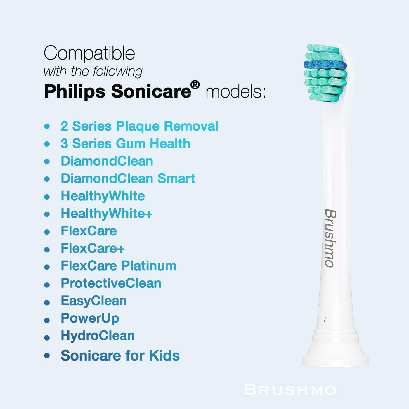 Brushmo Compact Replacement Toothbrush Heads Compatible for HX6023 to Use with Philips Sonicare Electric Toothbrush, 8 Pack