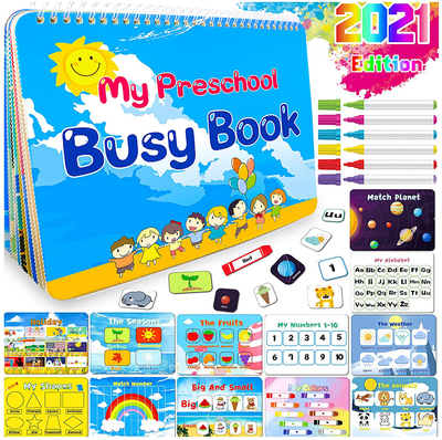 HeyKiddo Montessori Toys for Toddlers, Newest Version Busy Book for Kids,Preschool Activity Binder, Educational Learning Book for Autism & Special Needs, Anti-Cutting Edge Technology