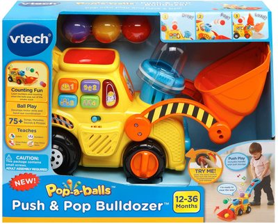 VTech Pop-a-Balls Push & Pop Bulldozer,Yellow